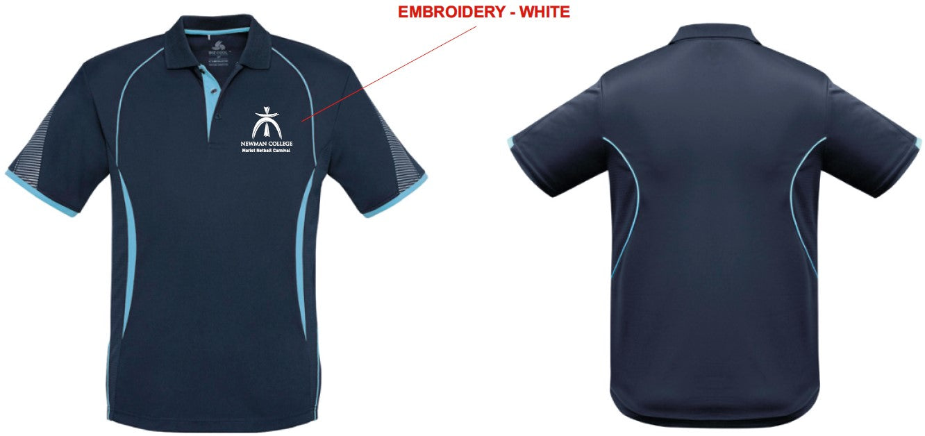 NEWMAN C - NETBALL - P405L - LADIES RAZOR POLO - NAVY/SKY