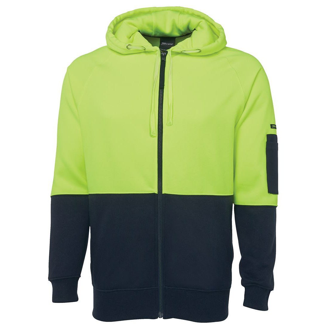 MCNAUGHTANS - 6HVH - JB'S HI VIS FULL ZIP FLEECY HOODIE - LIME/NAVY