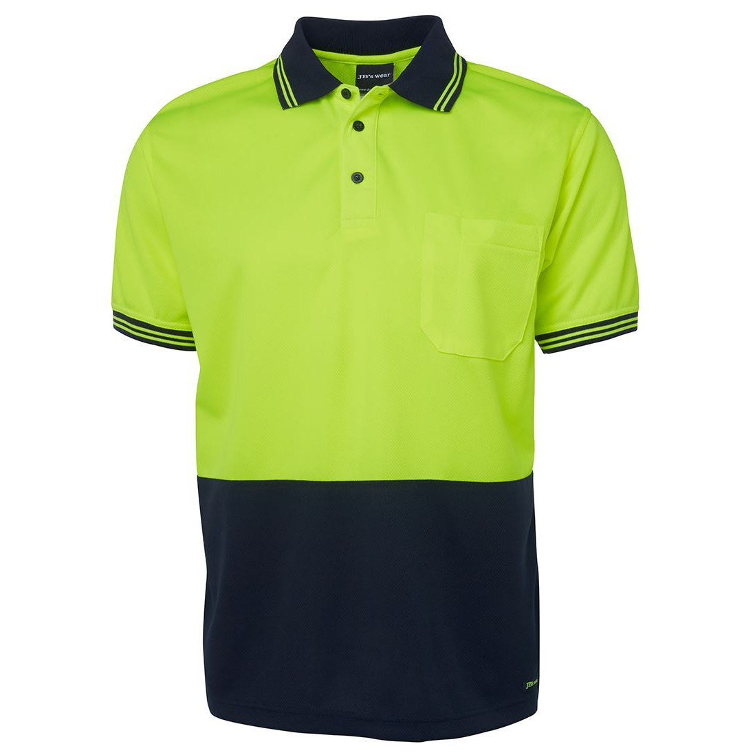 MCNAUGHTANS - 6HVPS - JB'S HI VIS S/S TRADITIONAL POLO - LIME/NAVY