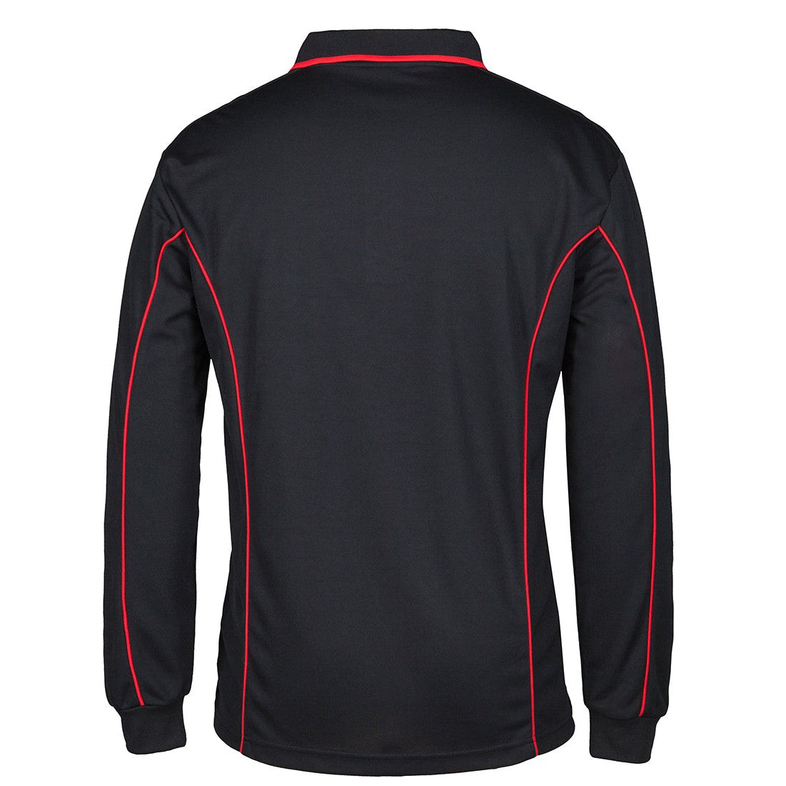 QA BATH - 7PIPL - PODIUM L/S PIPING POLO - BLACK/RED
