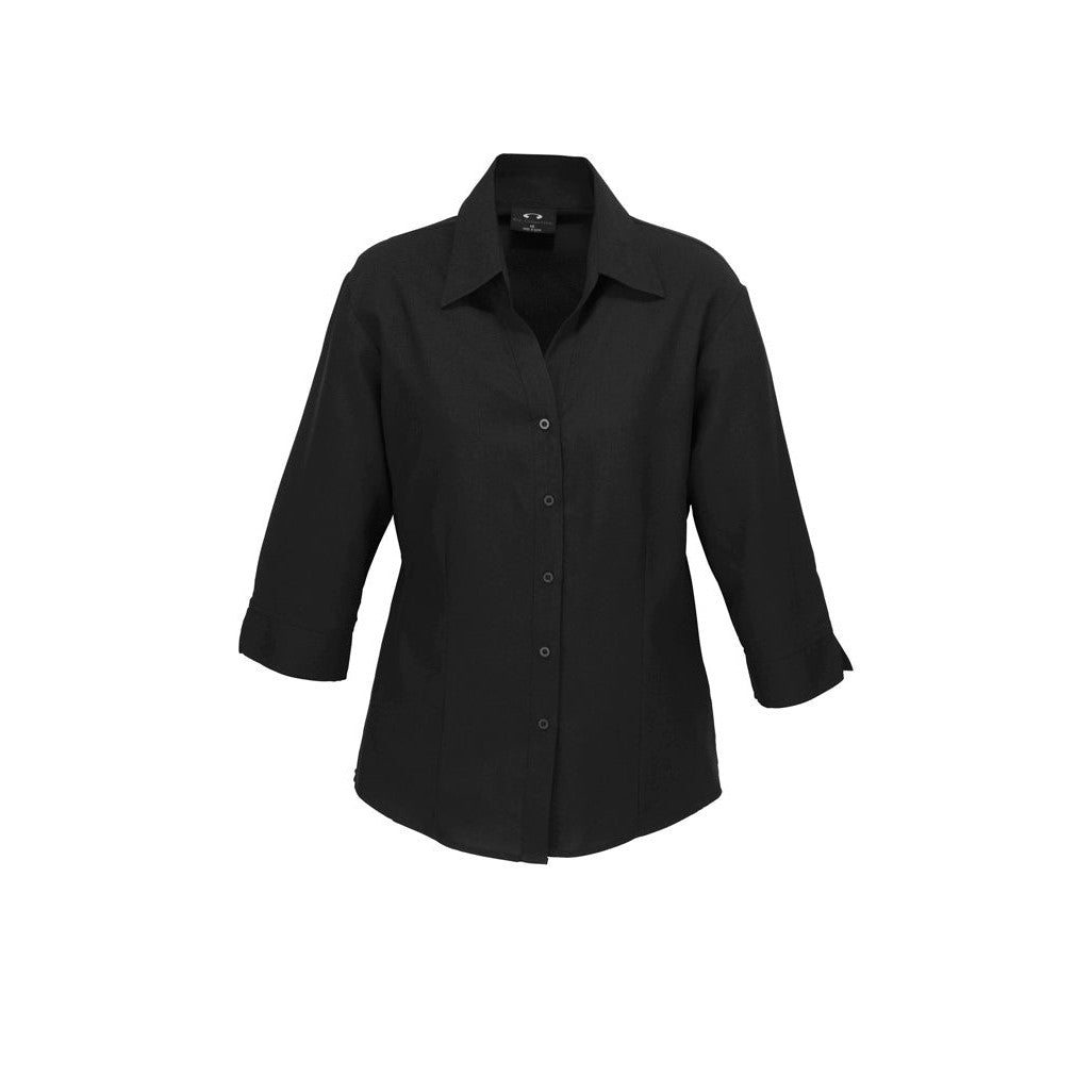 QA BATH - LB3600 - WOMANS OASIS 3/4 SLEEVE SHIRT - BLACK