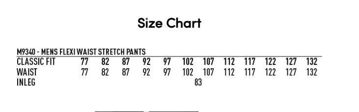 PINNACLE - (MALAGA) - M9340 Men Poly/Viscose Flexi Waist Stretch Trousers