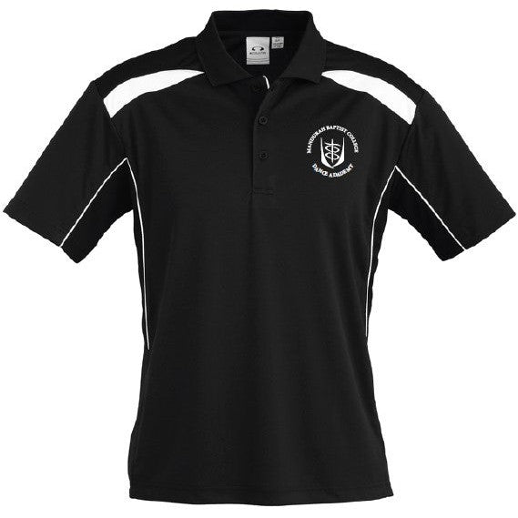 MANDURAH BAPTIST COLLEGE (DANCE) - P244LS - KIDS United Short Sleeve Polo - BLACK/WHITE