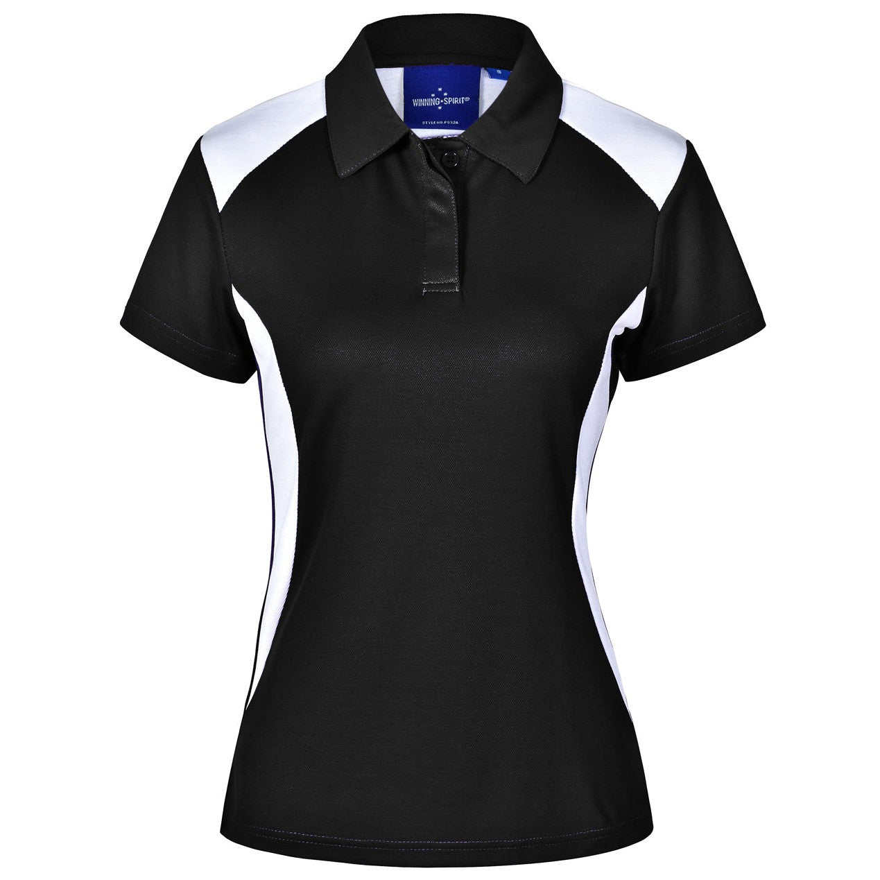 CAREY BAPTIST - PS32A - LADIES STAFF POLO (TECH) - BLACK/WHITE