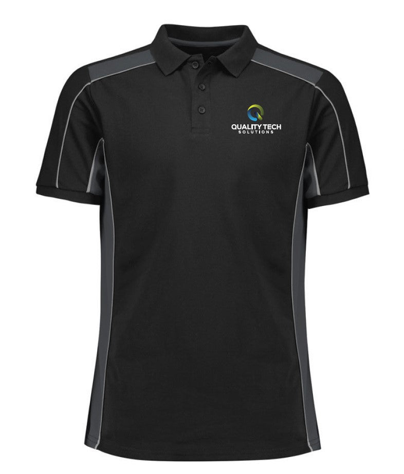 QUALITY TECH - P413US - UNISEX GRID S/SL POLO - BLACK/GREY