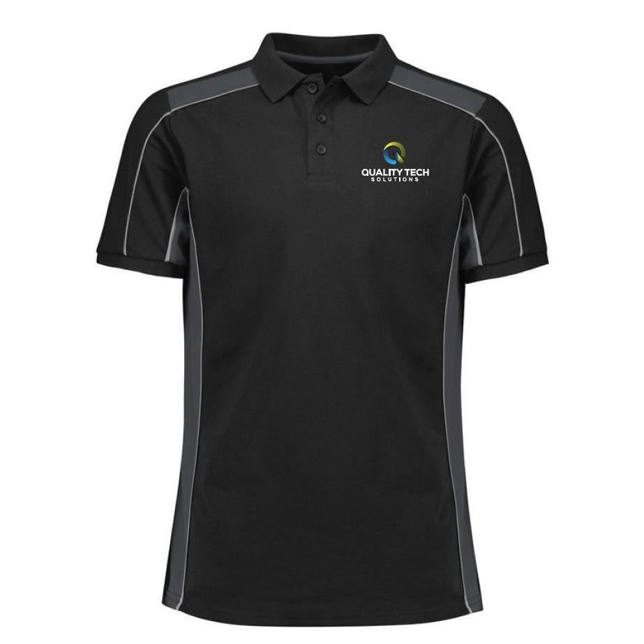 QUALITY TECH - P413US - UNISEX GRID S/SL POLO - BLACK/GREY