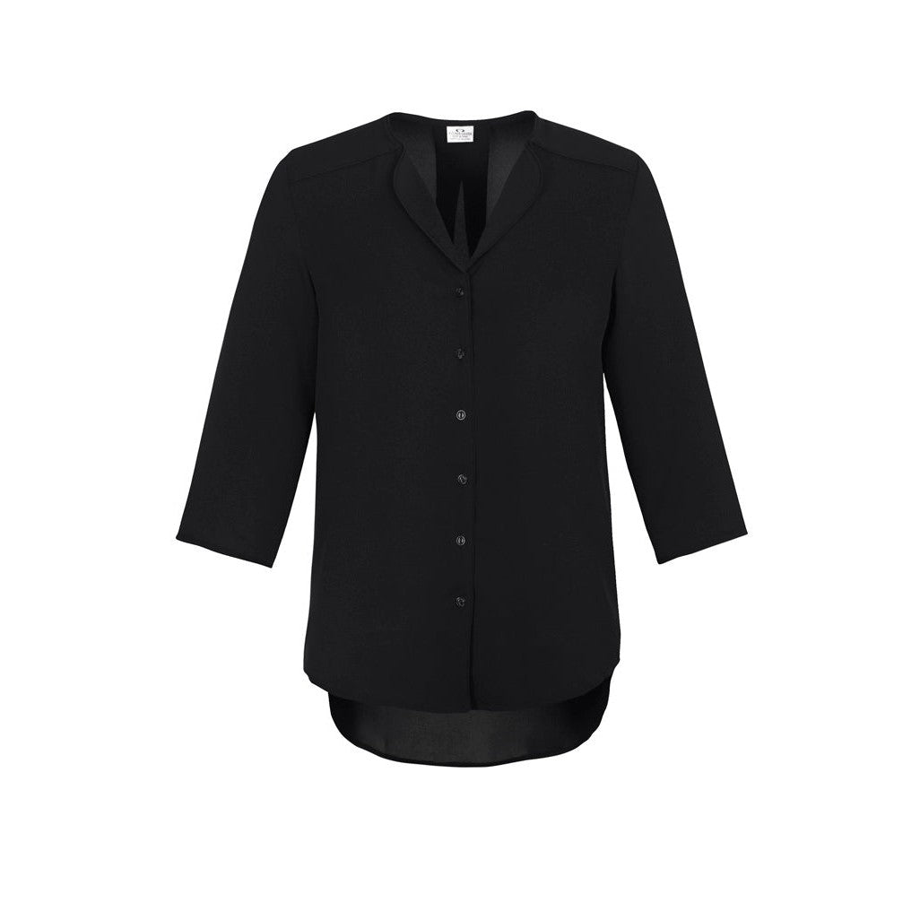 QA BATH - S015LT - WOMENS LILY LONGLINE BLOUSE - BLACK