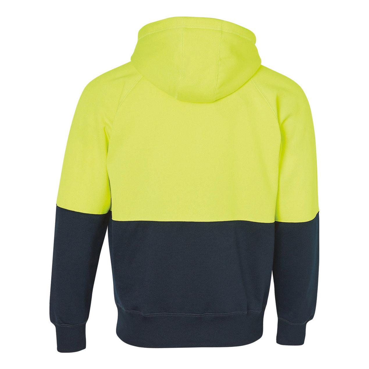 SW24 HI-VIS TWO TONE FLEECE HOODIE -FLURO YELLOW/NAVY