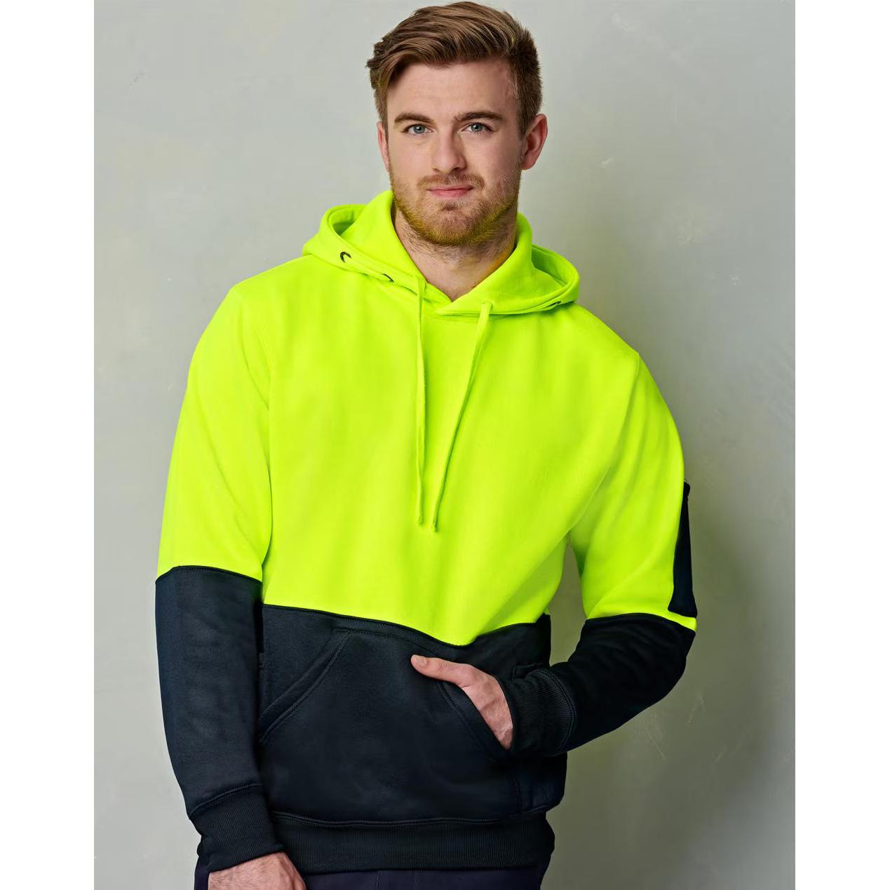 VESUVIO P -SW38 - HV PULL OVER HOODIE - YELLOW/NAVY