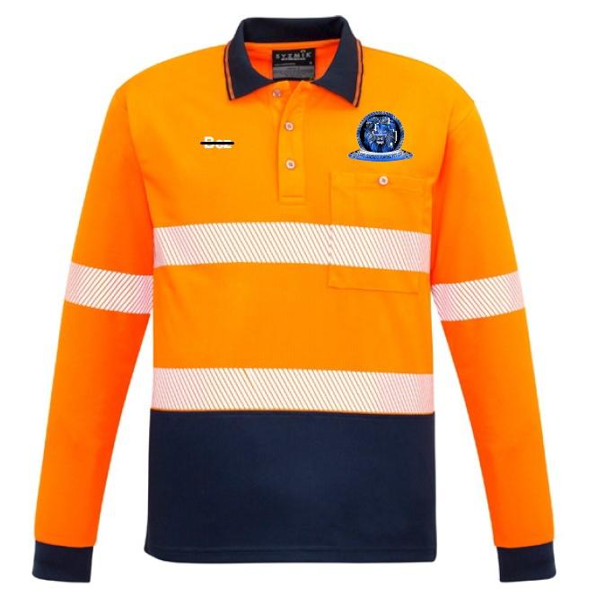 LION CONCRETE - ZH530 - UNISEX HI VIS SEGMENTED L/S POLO - HOOP TAPED