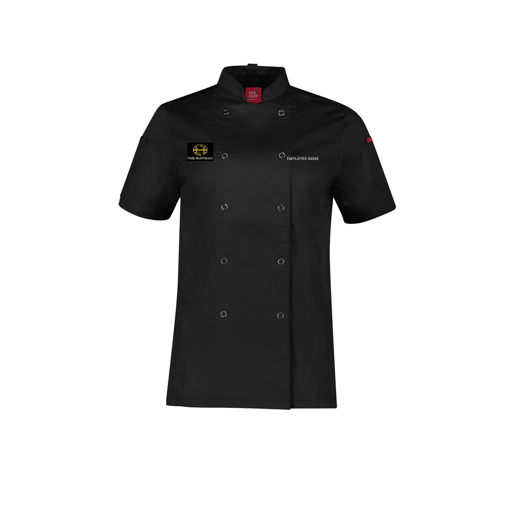 THE PARTISAN - CH232LS - LADIES S/S CHEF JACKET - BLACK