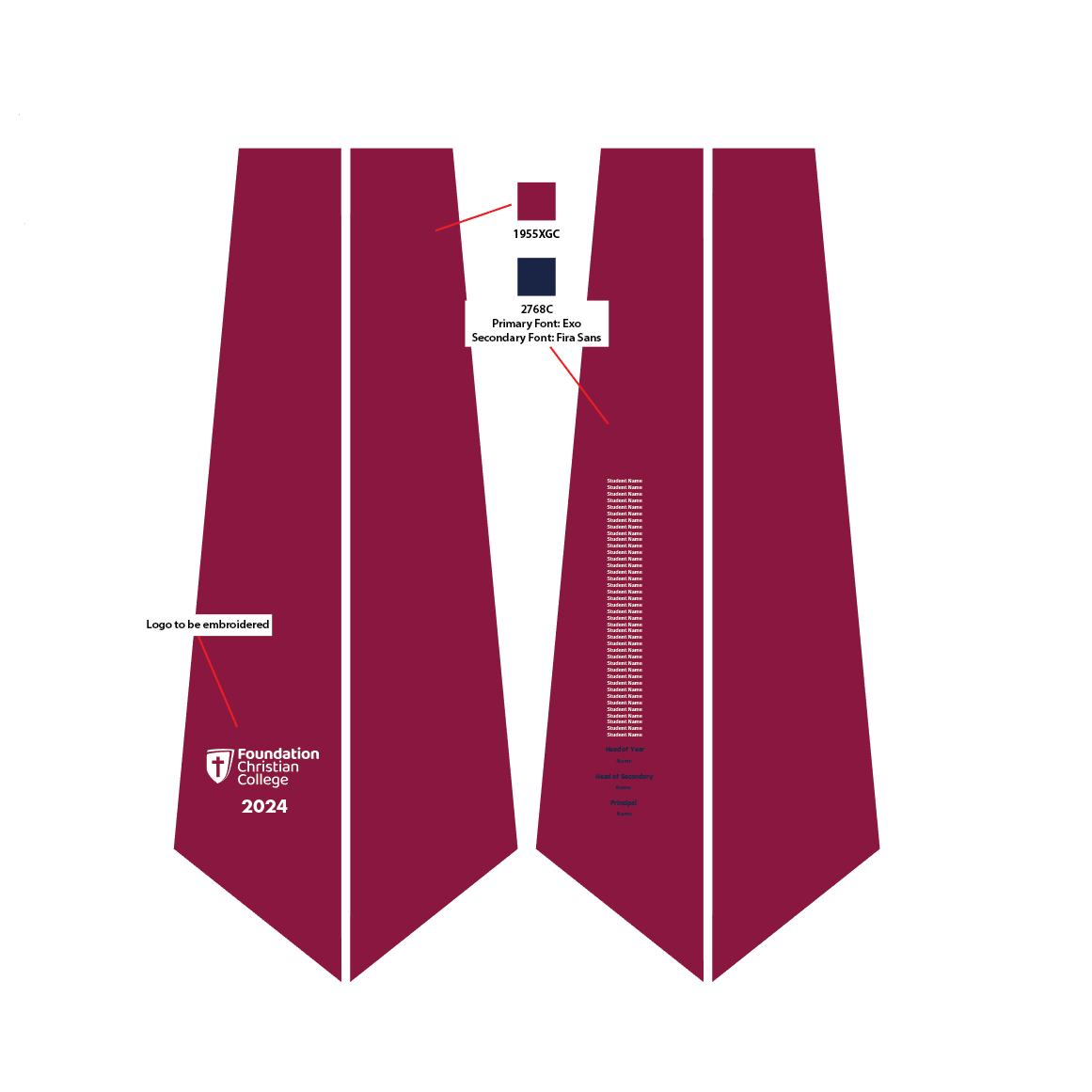 SASH - DESIGN 10 - 1 EMBROIDERY LOGO