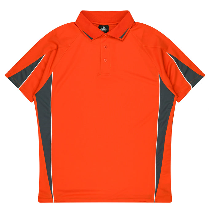 PINNACLE - (BROOME) - 1304 - EUREKA MENS POLOS - ORANGE/CHARCOAL
