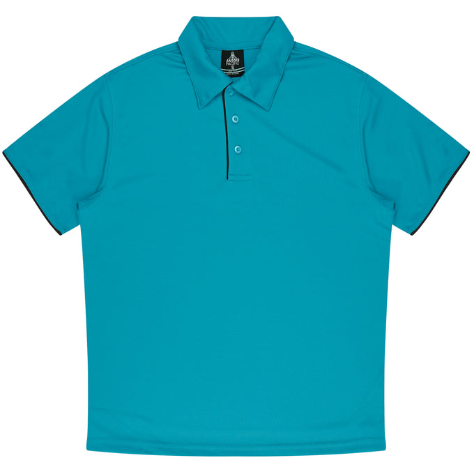 QUOKKA - W1302 - MENS YARRA POLO - TEAL/BLACK