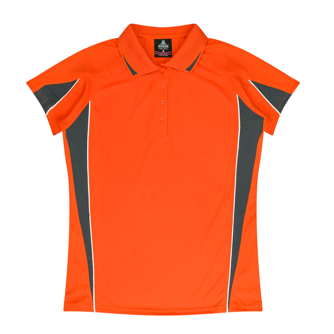 PINNACLE - (BROOME) - 2304 - EUREKA LADIES POLOS - ORANGE/CHARCOAL