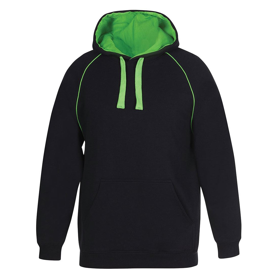 TSS - 3CFH - CONTRAST FLEECY HOODIE - BLACK/PEA GREEN