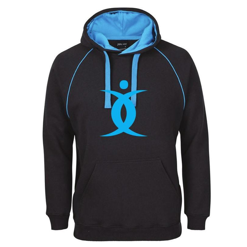 BODY BIO 3CFH CONTRAST FLEECY HOODIE BLACK/AQUA