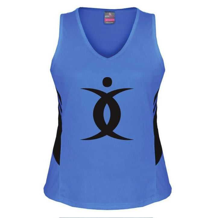 BODY BIO W2111 CYAN/BLACK TASMAN SINGLET - LADIES