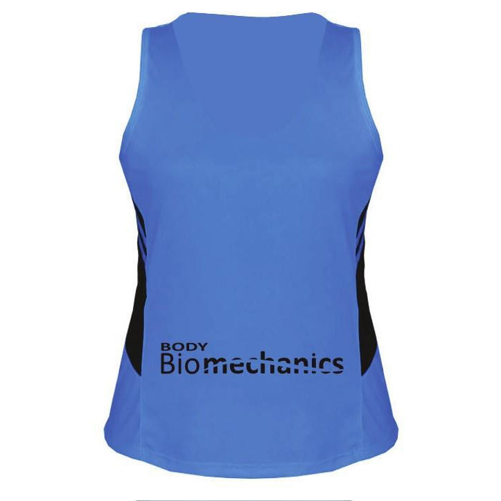 BODY BIO W2111 CYAN/BLACK TASMAN SINGLET - LADIES