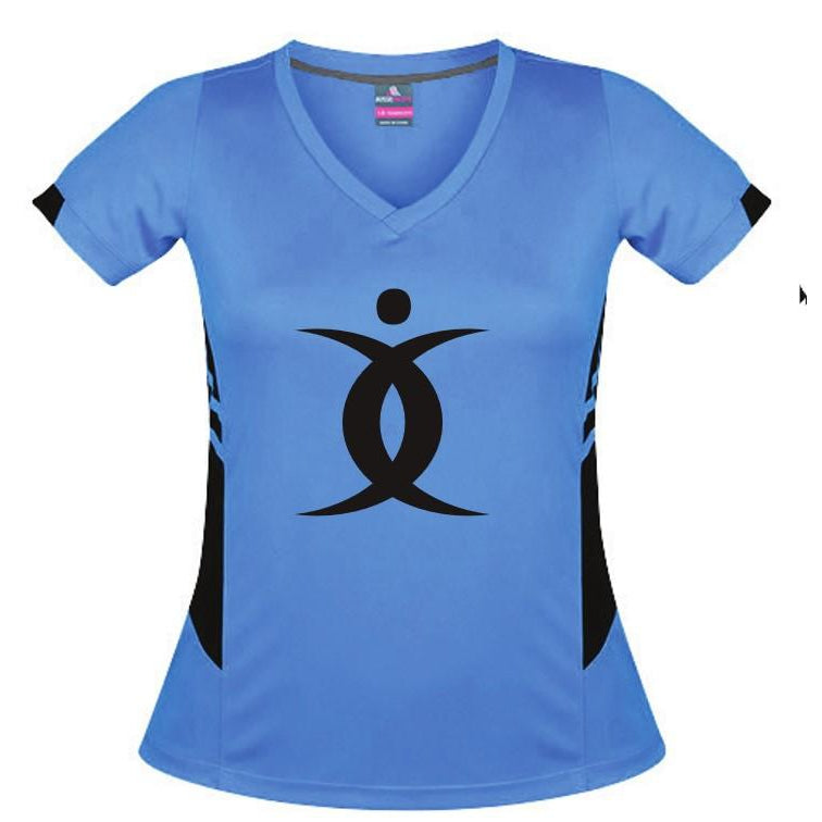BODY BIO W2211 CYAN/BLACK TASMAN TEE - LADIES