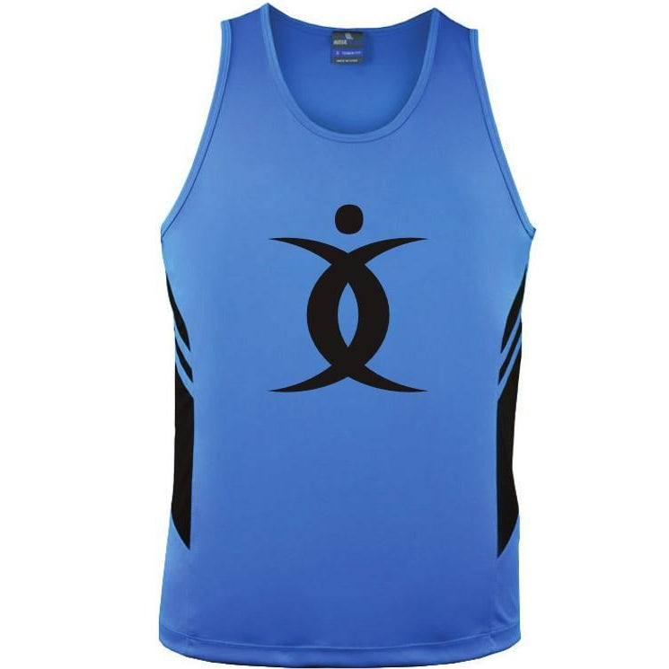 BODY BIO W1111 CYAN/BLACK TASMAN SINGLET - MEN'S