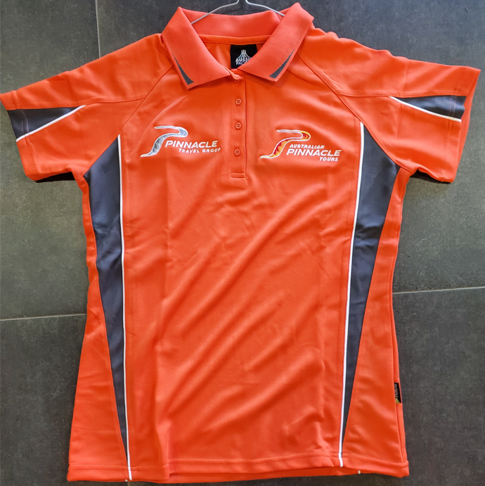 PINNACLE - (BROOME) - 1304 - EUREKA MENS POLOS - ORANGE/CHARCOAL