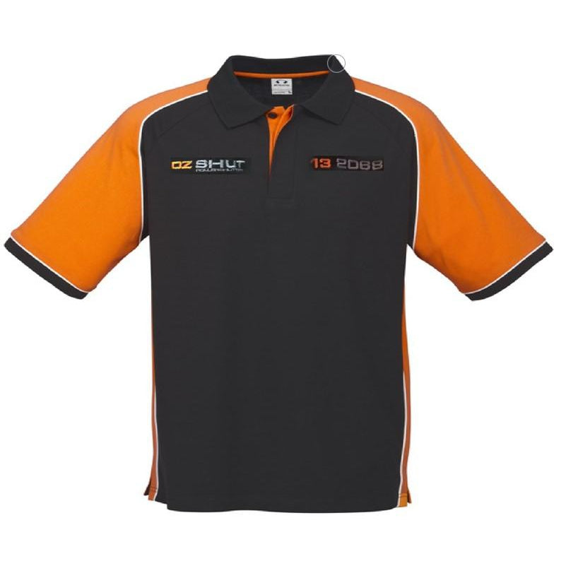 OZ SHUT | P10112 - MENS NITRO POLO - BLACK / ORANGE