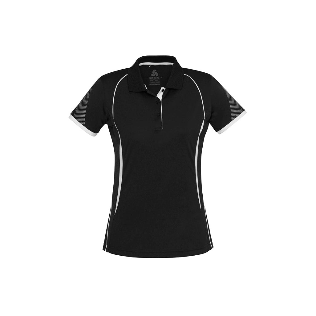 BALLAJURA PRIMARY - STAFF - P405LS - LADIES RAZOR POLO - BLACK/WHITE