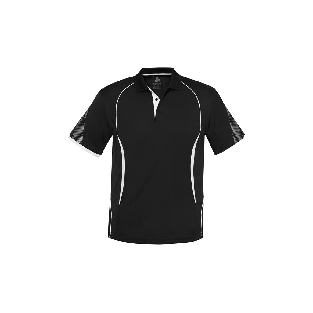 FRESH FRONTIER - P405MS - MENS RAZOR POLO - BLACK/WHITE