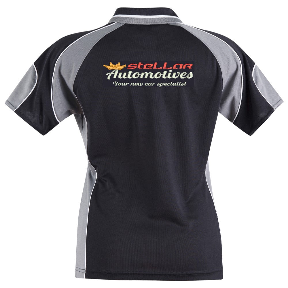 STELLAR AUTOMOTIVES PS61 MEN'S CONTRAST POLO - BLK/ASH