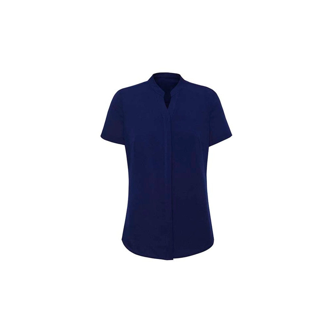 BAL CC (STAFF) RB977LS LADIES PLAIN S/S BLOUSE - NAVY