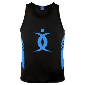 BODY BIO W1111 BLACK/CYAN TASMAN SINGLET - MEN'S