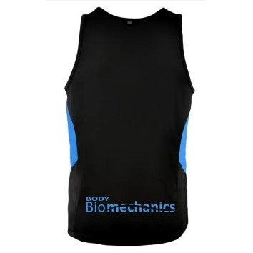 BODY BIO W1111 BLACK/CYAN TASMAN SINGLET - MEN'S