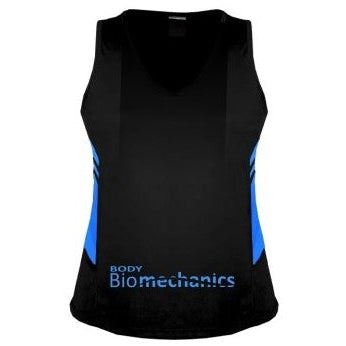 BODY BIO W2111 BLACK/CYAN TASMAN SINGLET - LADIES
