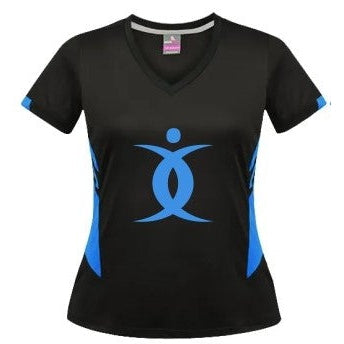 BODY BIO W2211 BLACK/CYAN TASMAN TEE - LADIES