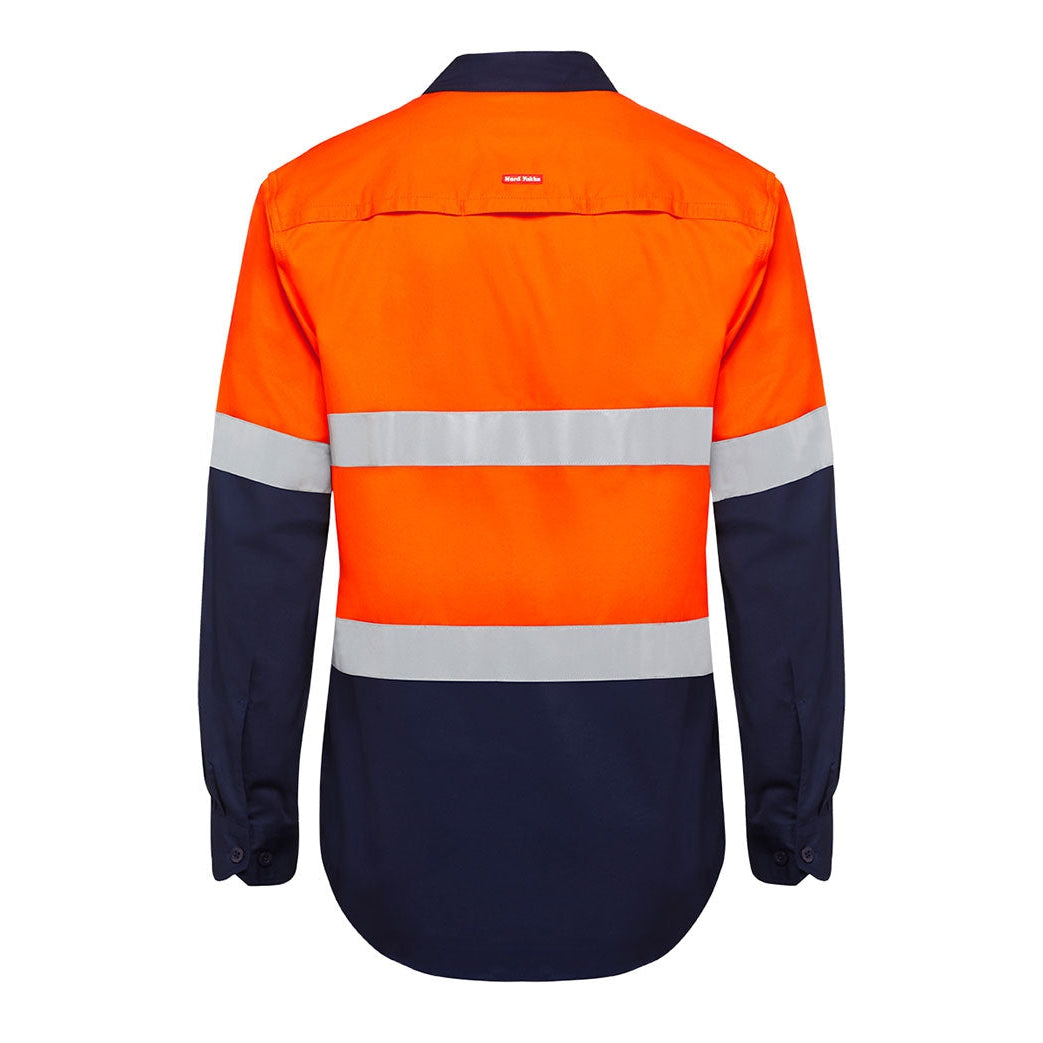 KGN - Y07940 - 2 TONE VENTED L/SLEEVE SHIRT W/TAPE - ORANGE/NAVY