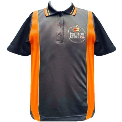 PRESTON ST IGA MEN'S CUSTOM POLO WITH POCKET - GREY/ORNG