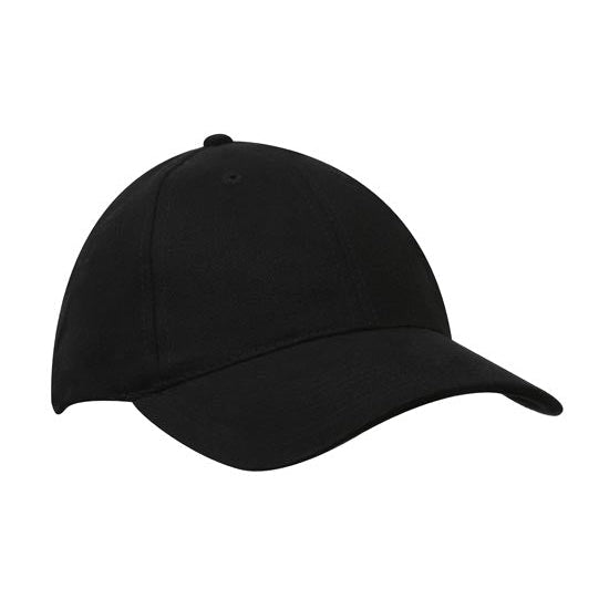 PINNACLE - (MALAGA) - 4199 - BRUSHED HEAVY COTTON CAP - BLACK (BLUE LOGO)