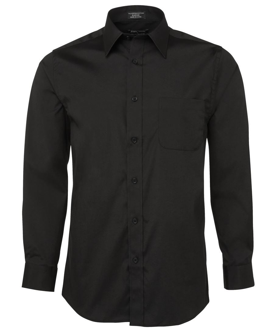 MCNAUGHTANS -  4PUL - Urban LONG SLEEVE Poplin Shirt - BLACK