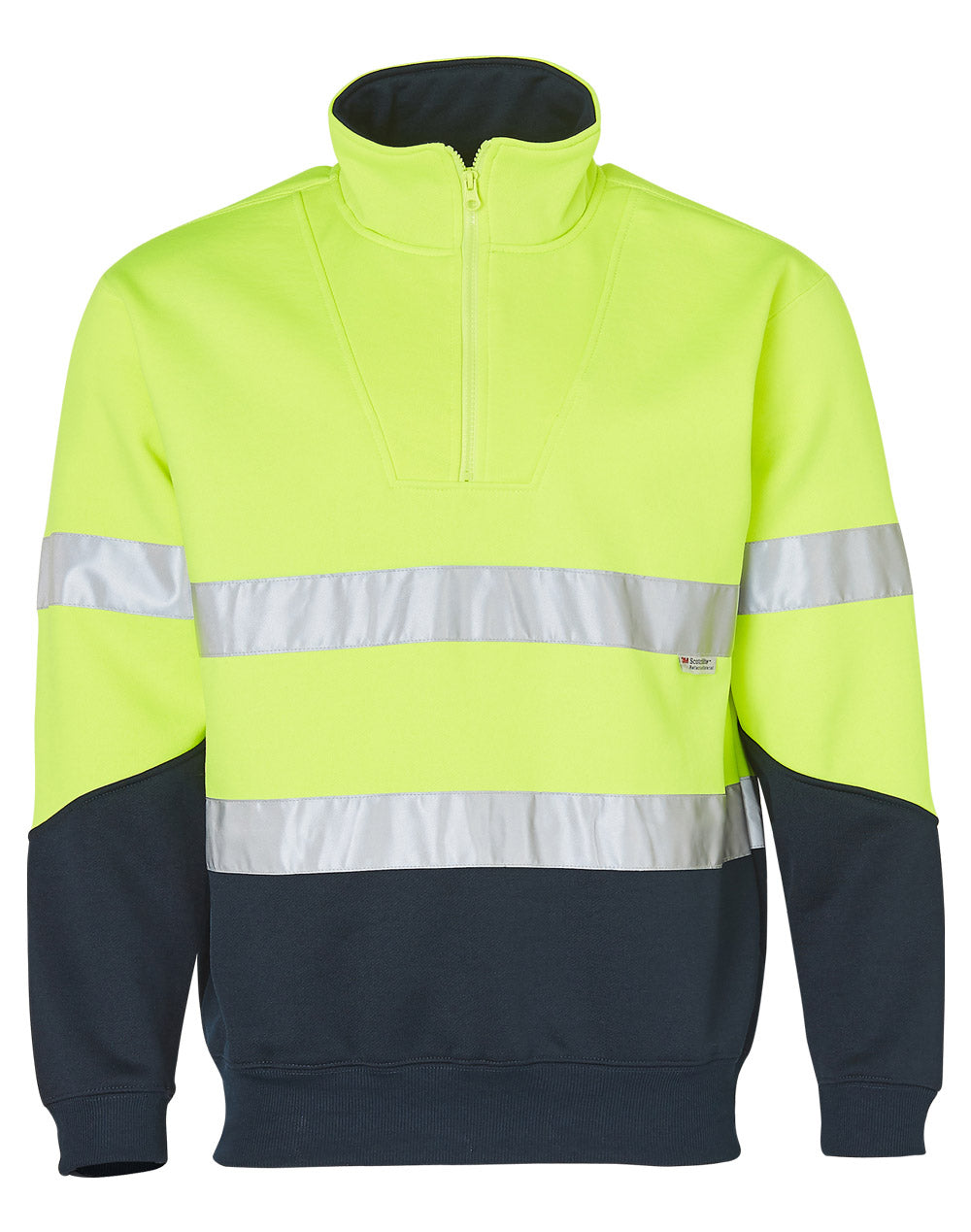 ACCESS UNLIMITED - SW14 - HI-VIS LONG SLEEVE FLEECE SWEAT - YEL/NVY