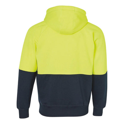 SW24 HI-VIS TWO TONE FLEECE HOODIE -FLURO YELLOW/NAVY