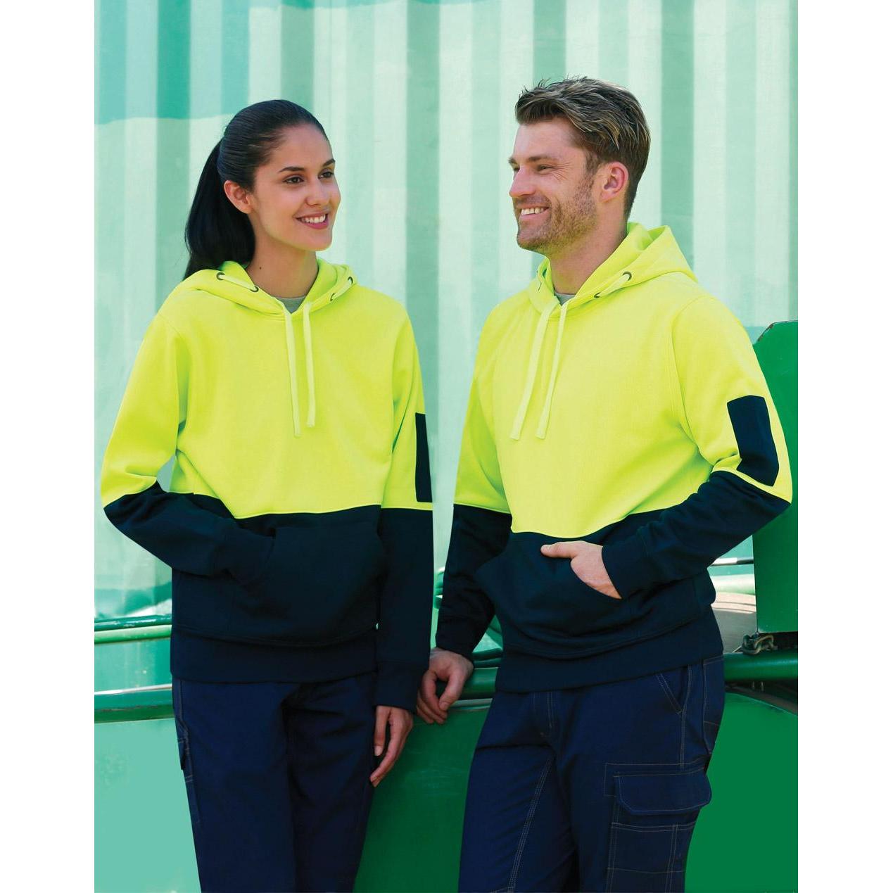 VESUVIO P -SW38 - HV PULL OVER HOODIE - YELLOW/NAVY
