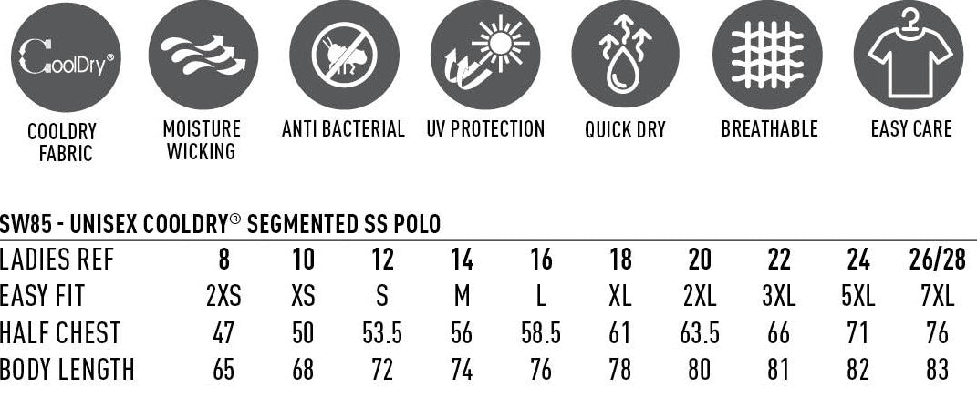SW85 UNISEX COOLDRY® SEGMENTED S/SL POLO