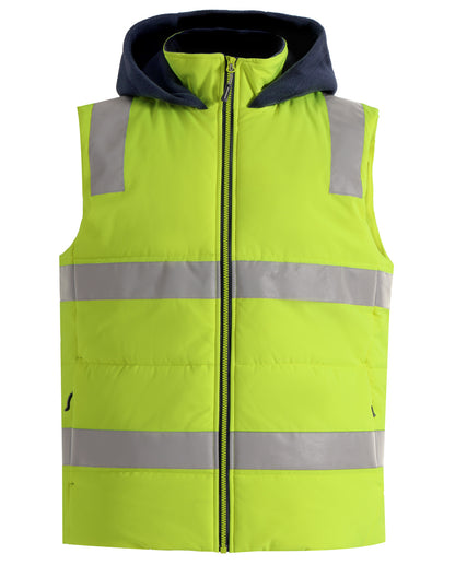 SW93 Unisex Hi Vis Hooded Puffer Vest