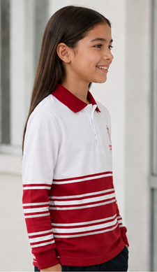 SACRED HEART - STRIPED COTTON POLO LONG SLEEVE