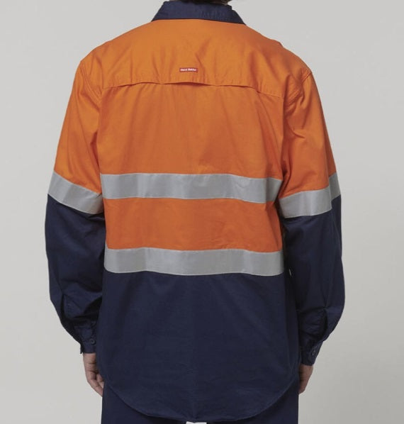 SHAMROCK FORMWORK - Y07940 - MENS HIVIS L/SLV 2 TONE COTTON DRILL SHIRT W/TAPE - O/N