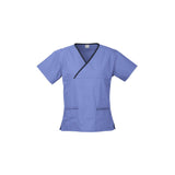 H10722 LADIES CONTRAST CROSSOVER SCRUBS TOP