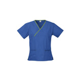 H10722 LADIES CONTRAST CROSSOVER SCRUBS TOP