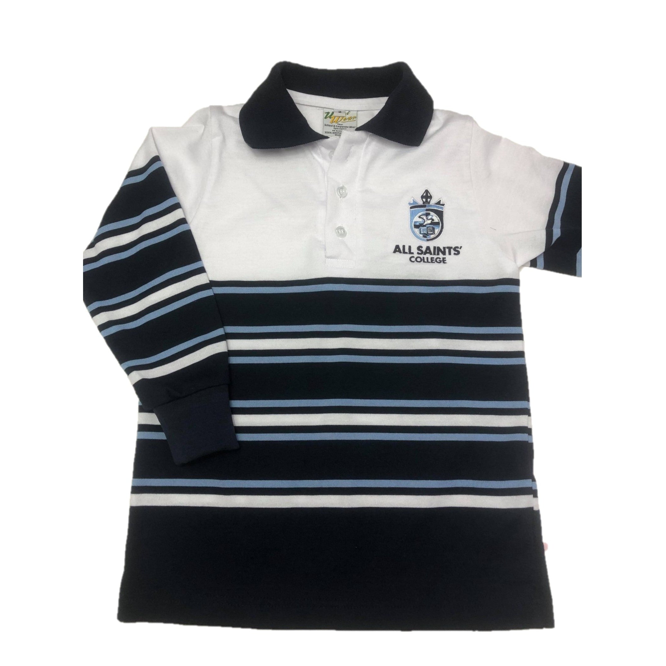 ALL SAINTS' STRIPED POLO LONG SLEEVE - PIQUE KNIT FABRIC