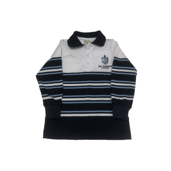 ALL SAINTS' STRIPED POLO LONG SLEEVE - PIQUE KNIT FABRIC